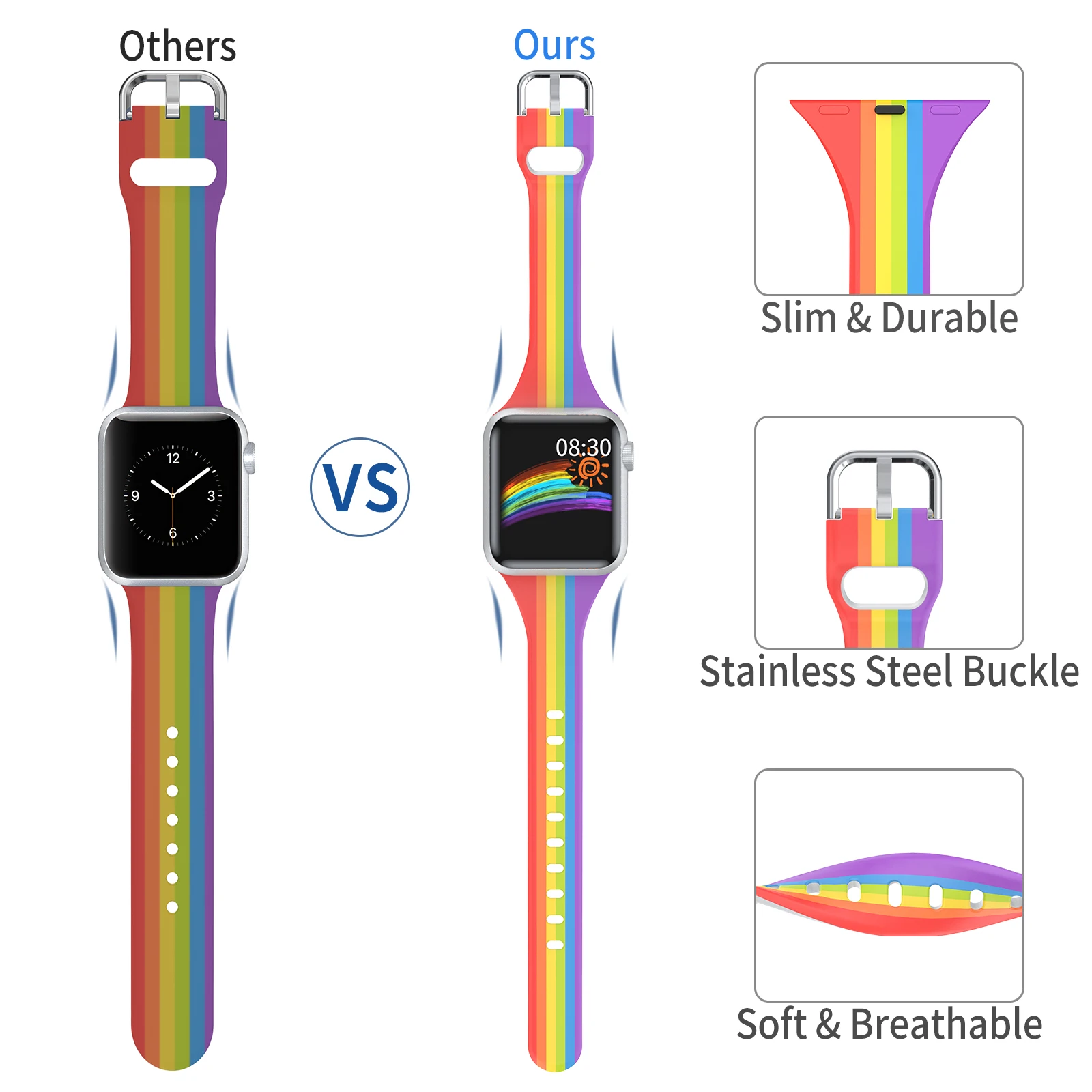 Силиконовый ремешок Wearlizer для Apple Watch Band водонепроницаемый тонкий спортивный