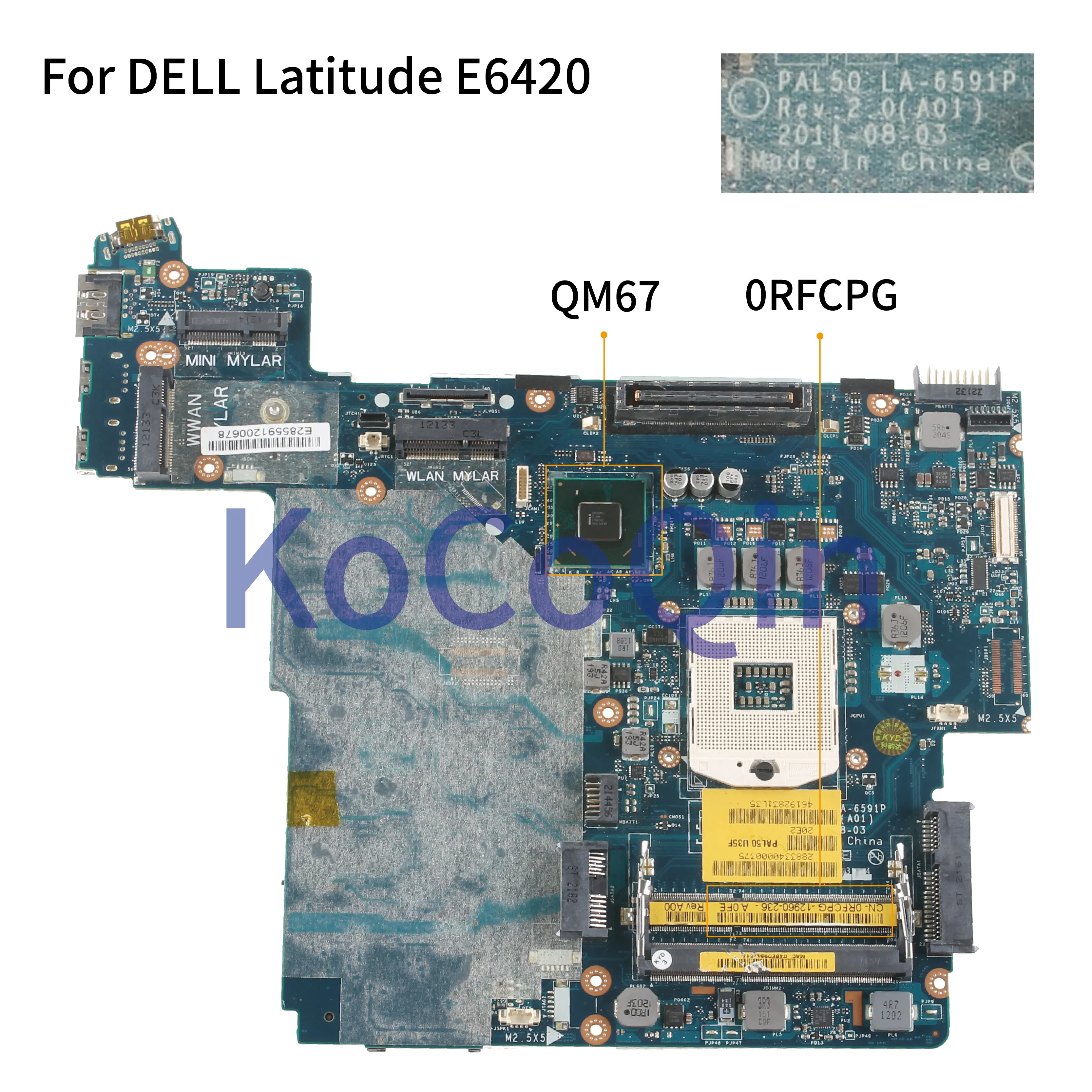 KoCoQin материнская плата для ноутбука DELL Latitude E6420 PAL50 LA 6591P CN 0RFCPG QM67|Материнские платы