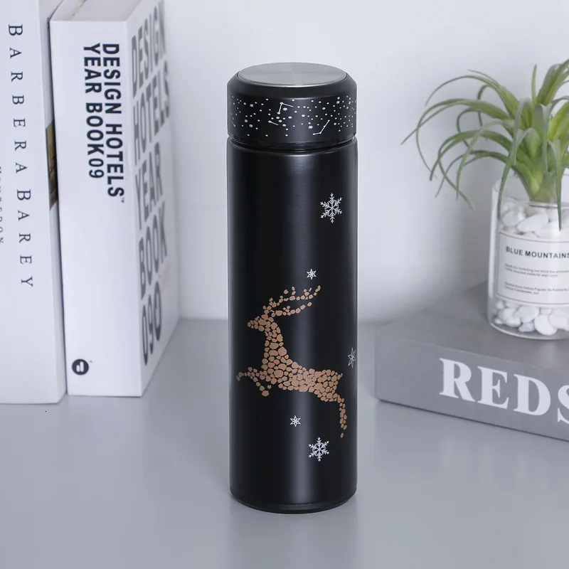 black deer Soffe светящийся дисплей термосы прямая бутылка для воды из нержавеющей стали 304 портативный 500 мл Путешествия изоляции термос бутылка - Цвет: black deer