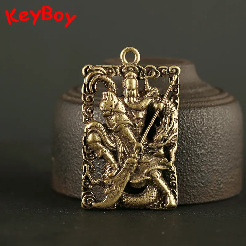 Медный китайский Бог богатства и милитари Гуань Гонг бирка брелок кольцо кулон