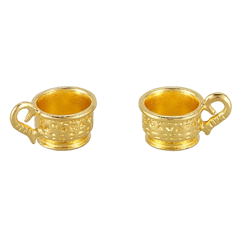 

Dollhouse Miniature 1: 12 Toy 8 pcs Metal Tea Set Length 6.5cm Gold