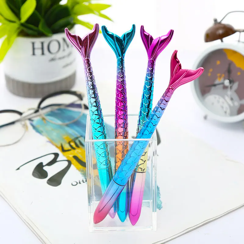 10 шт. цветная Радужная гелевая ручка Русалка синяя Милая морская животная рыба