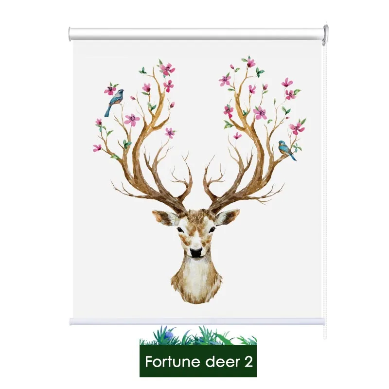 Fortune deer2 Не прилипает, не давит, подставка для мультфильм рулонные шторы 50%~ затенения ставка изготовление размеров под заказ для мальчиков и девочек детская комната автомобиля рулонные жалюзи с принтом внутри крепление - Цвет: Fortune deer2