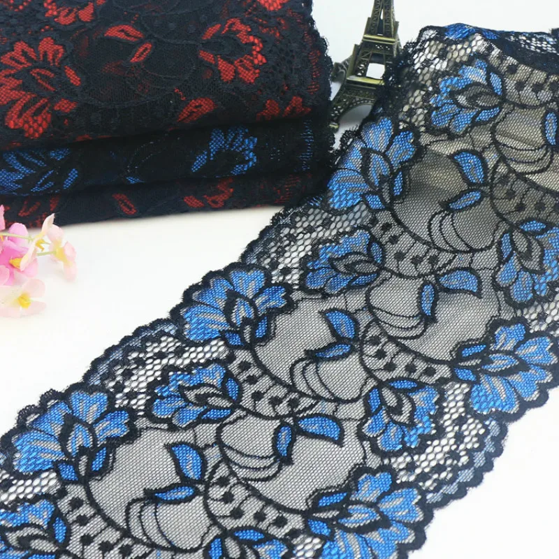 Эластичная кружевная ткань красного и черного цвета для шитья классический