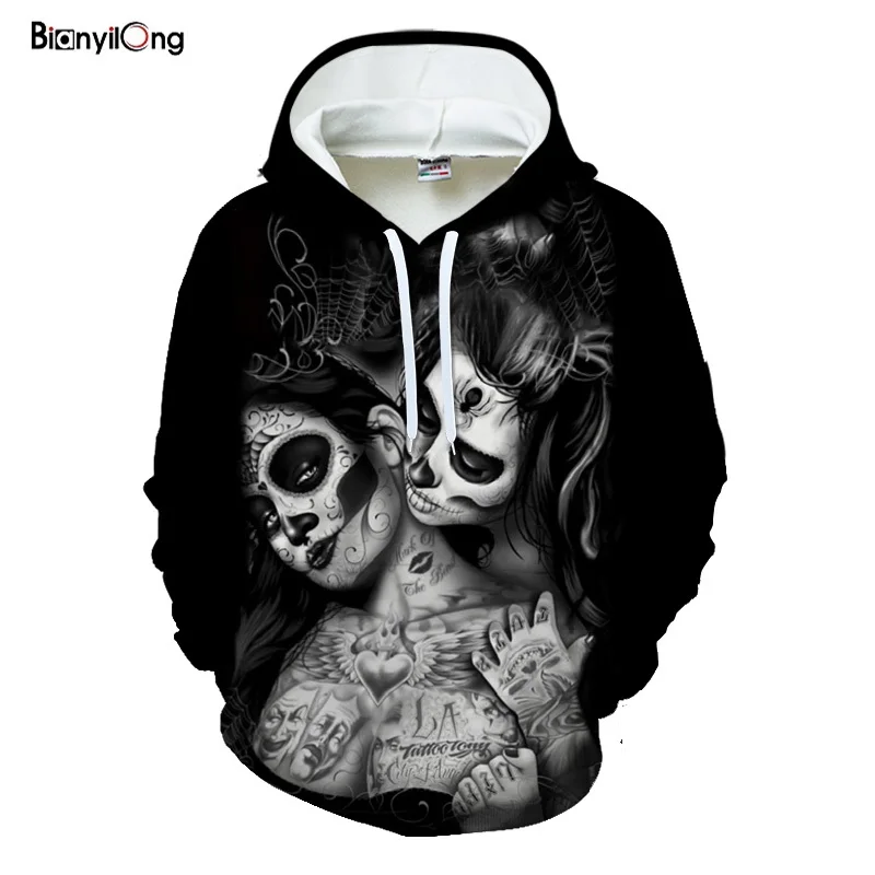 Черные мужские и женские толстовки с принтом черепа 3D новинка 2019 бархатная
