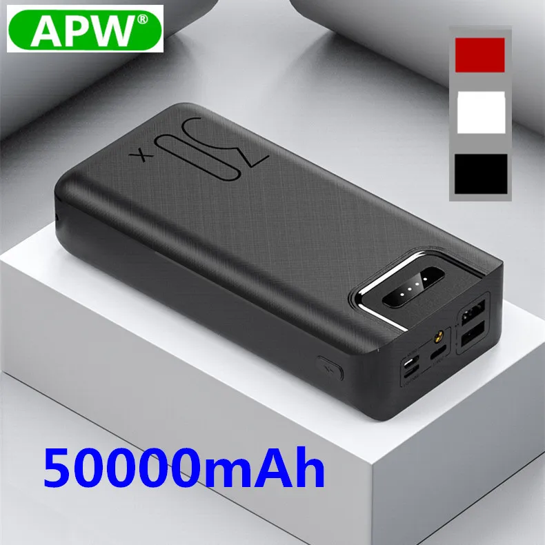 Внешний аккумулятор 50000 мАч TypeC Micro USB QC Быстрая Зарядка светодиодный дисплей