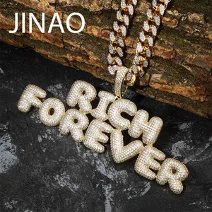 Пользовательское имя льдом пузырь цепочка с буквами ожерелья с подвесками для мужчин's Подвески Циркон в стиле хип-хоп, ювелирное изделие с теннис цепи