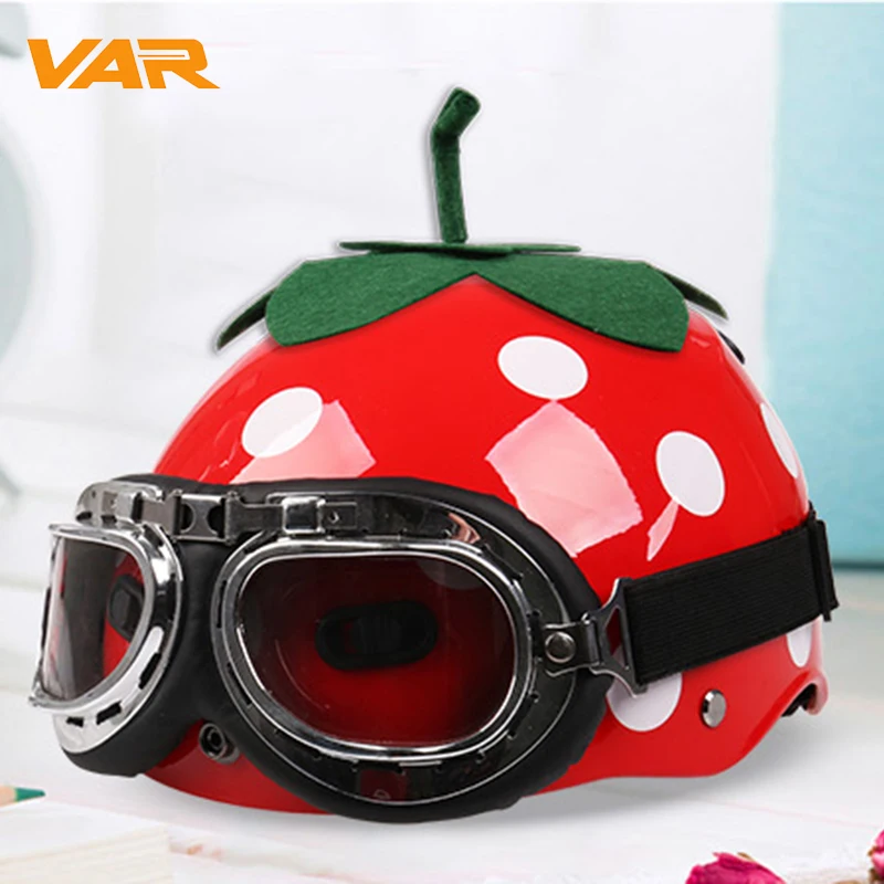 

Motorcycle riding cute strawberry helmet moto half helmets for Racing goggles Motocross Mask Moto Vintage Helmet capacete