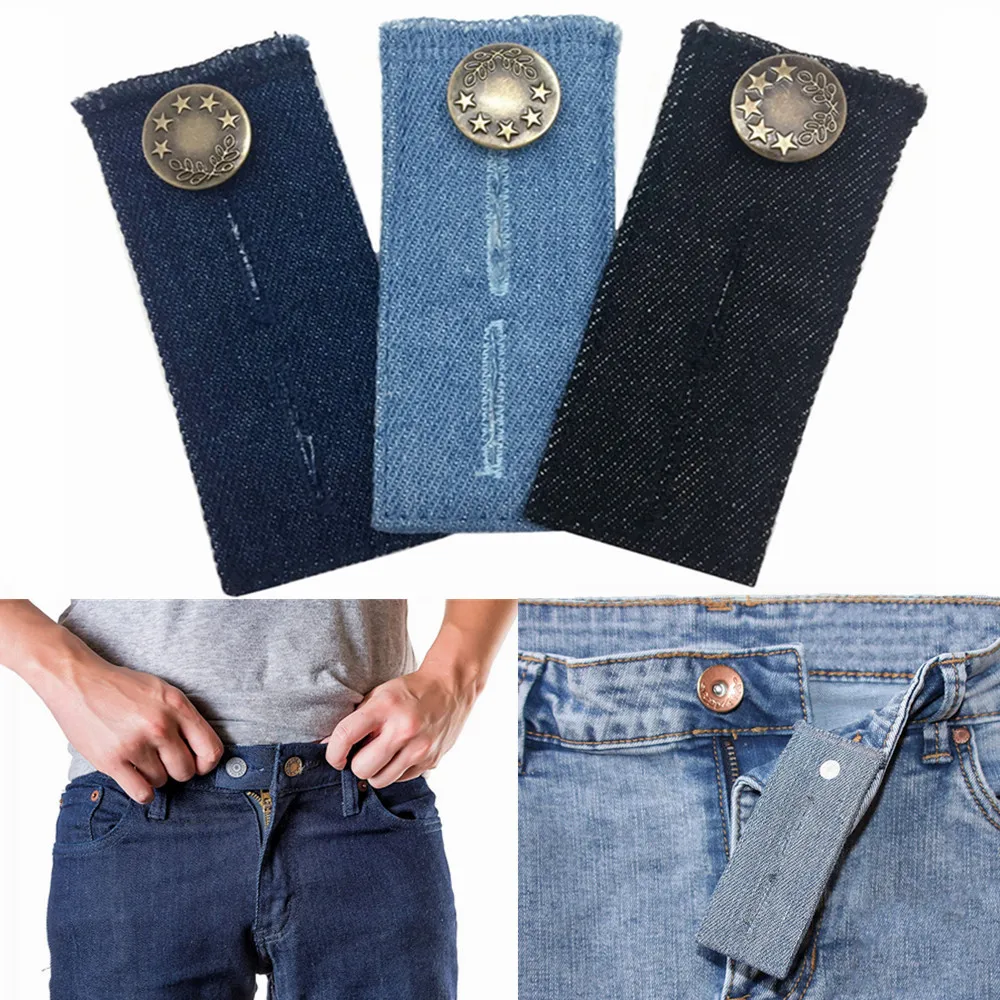 3pcs Multi Use Denim Extenders Elastic Extended Buttons Adjustable DIY Denim Clothes Fastener Jeans Waist Clothes Extension Snap