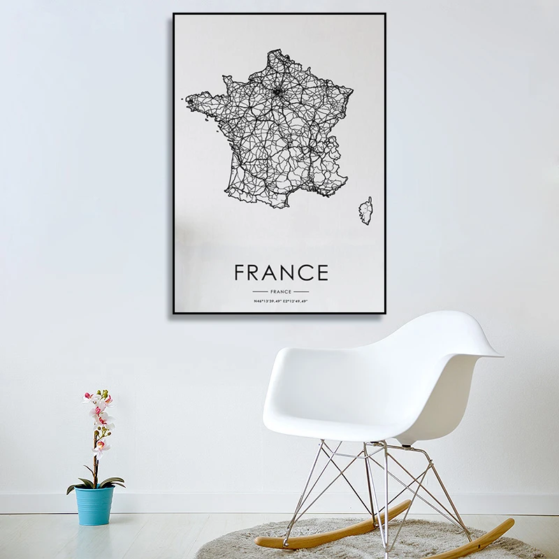 

French Country Road Map Nordic Living Room Decoration Canvas Poster Modern Home Decoration Art Print Painting