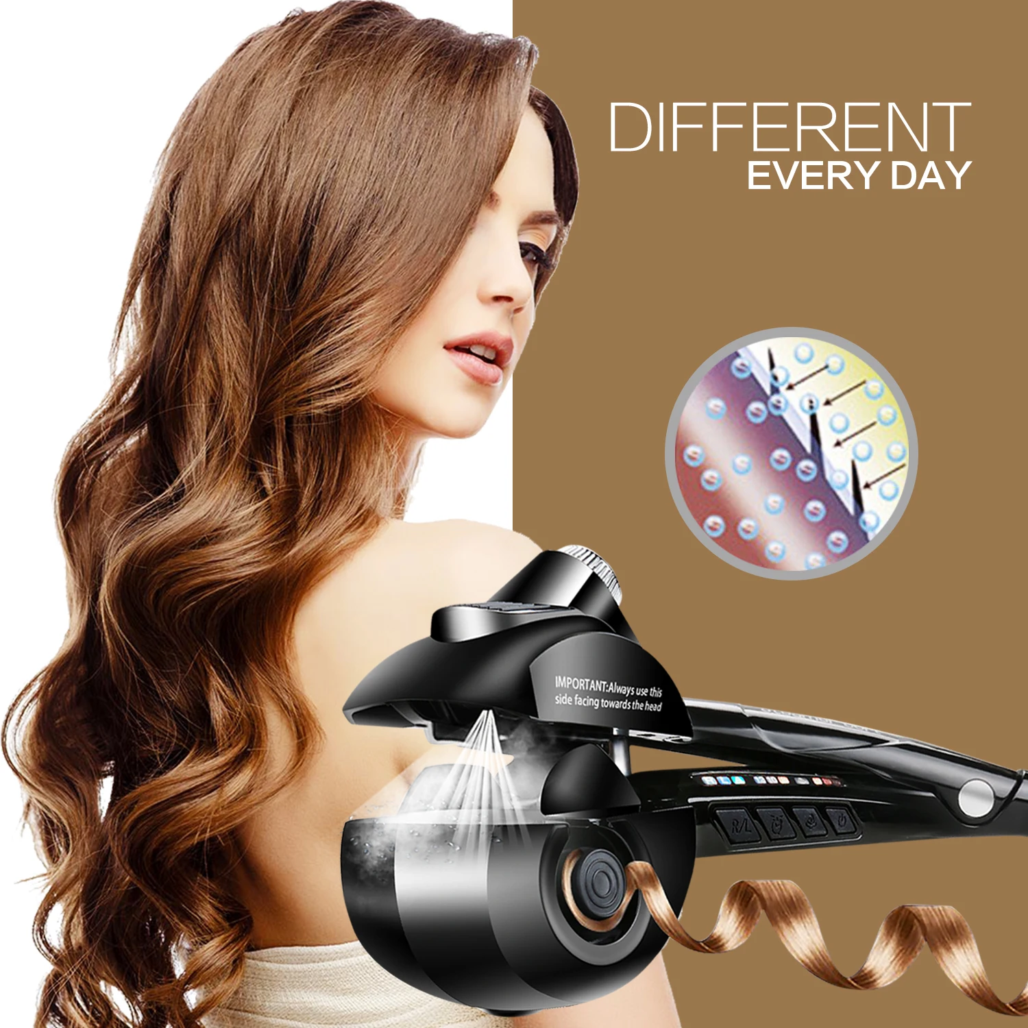 

Professional Steamer Hair Curler Automatic Hair Curling Irons Electric Ceramic Hair Curls Wand Waver Corrugation Curling Crimper