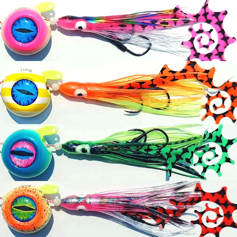 

New design 80g 100g 120g 150g Kabura Pesca Slider Snapper/Sea bream Jig head with skirt lead jig jigging lure