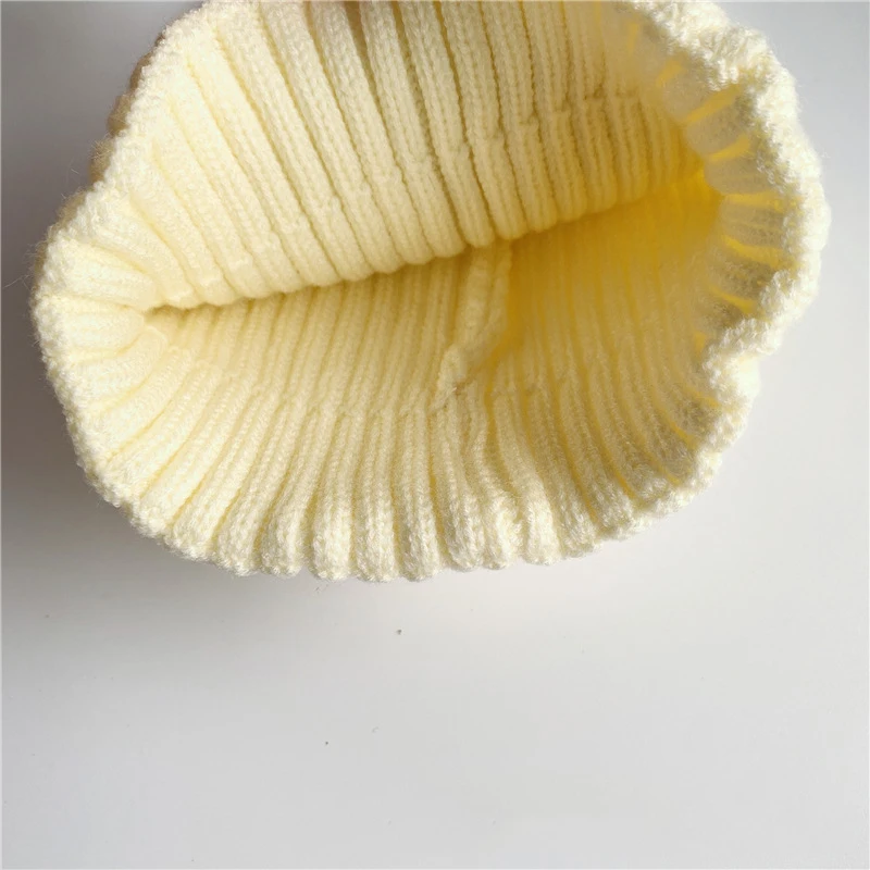 

Winter Kids Boy Girl Knitted Hat New Style Solid Color Baby Cap Cloth Lable Letter Children Wool Hats Fashion Warm Beanies Caps