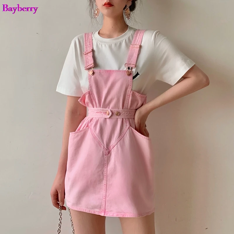 Женское мини-платье на бретельках с завышенной талией | Женская одежда