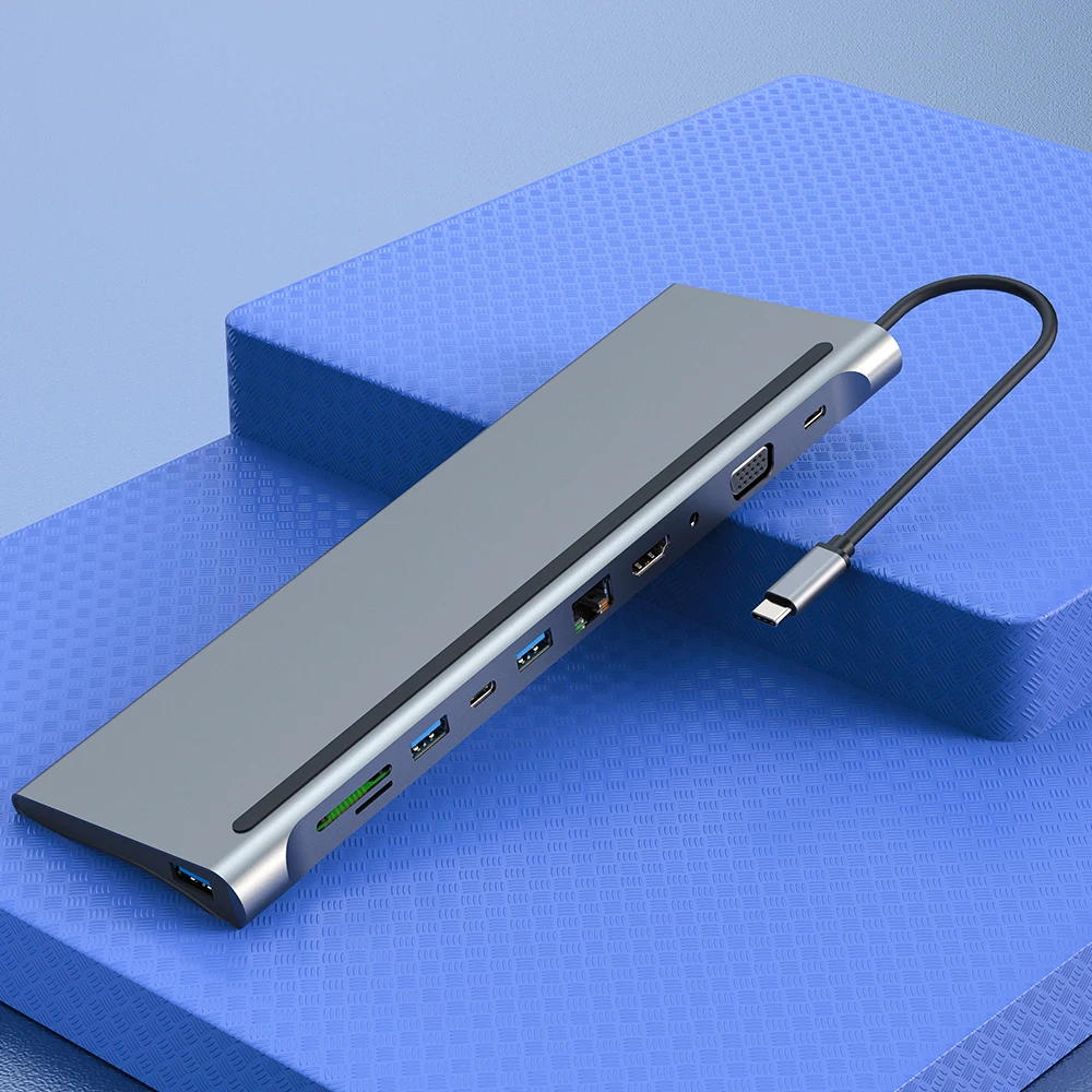 

USB-концентратор типа C для Macbook Pro Air, USB-хаб с HDMI-совместимым VGA RJ45, несколько портов USB 3,0, USBC концентратор PD, адаптер питания