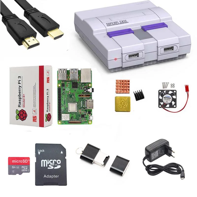 Чехол Retroflag SUPERPi Чехол-U NESPi чехол + Raspberry Pi 3 Model B/B комплекты 5 V 3A Power теплоотвод