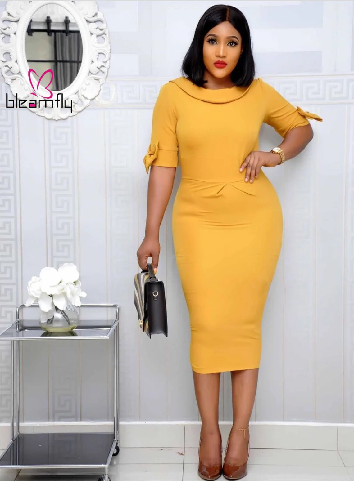 2019 женское осеннее офисное облегающее платье миди Клубные вечерние платья