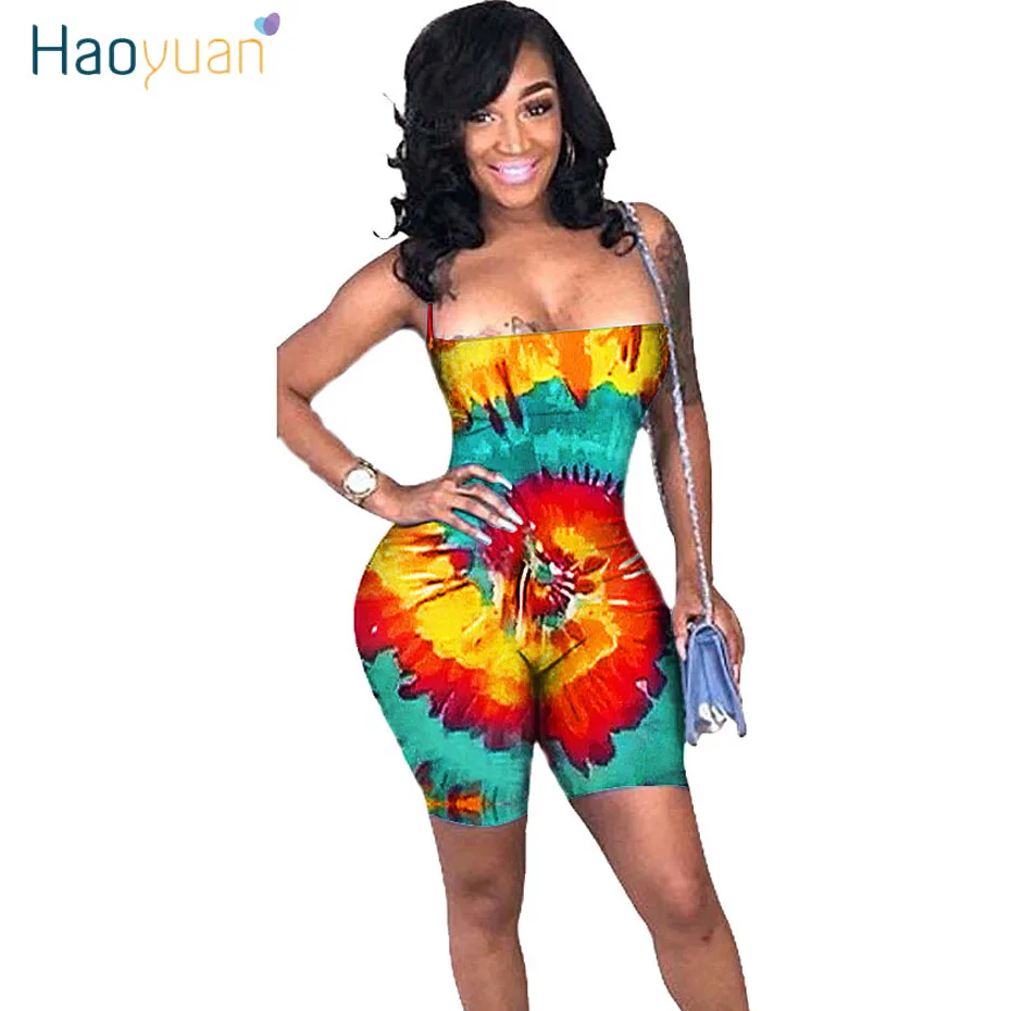 Женский летний Облегающий комбинезон HAOYUAN сексуальный женский с принтом в виде