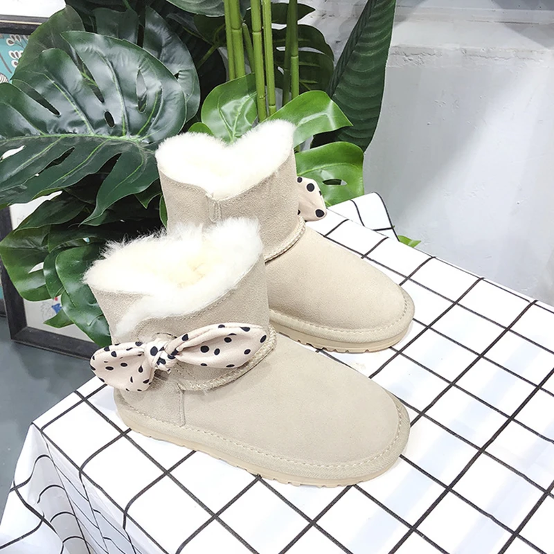 Модные ботинки Dolakids для девочек детская зимняя обувь зимние из овечьей шерсти