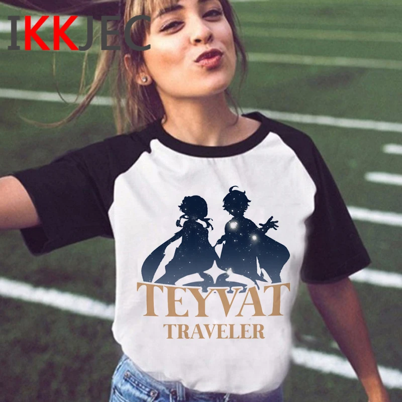 

Genshin воздействия летний топ с круглым вырезом, Мужская размера плюс harajuku kawaii 2021 белая футболка Повседневная одежда в стиле Харадзюку