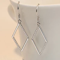 kofsac exquisite zircon temperament rhombus geometric earring jewelry 925 sterling silver earrings for women party accessories