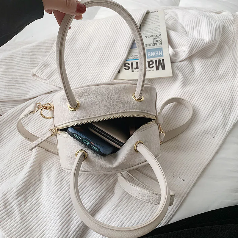 

Solid Color PU Leather Women Satchel Bag Pincushion Design Crossbody Shoulder Bags for Women 2021 Small Cute Handbags