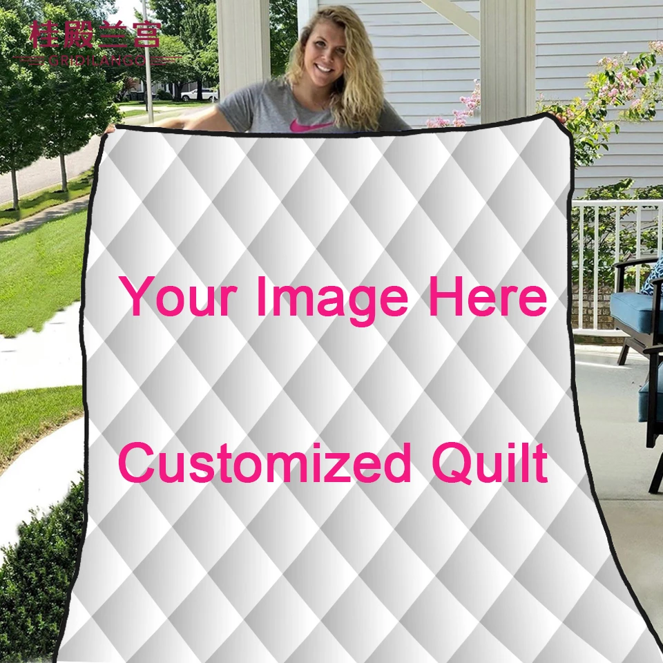 GRIDILANGO индивидуальный дизайн 3D печатные стеганые одеяла фото на заказ кровати