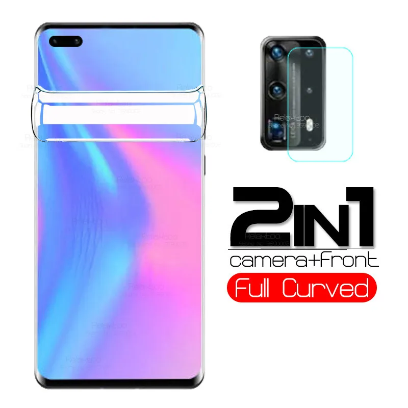Гидрогелевая мягкая пленка 2 в 1 для huawei p40 pro защита объектива камеры экрана на hauwei