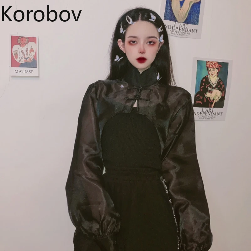 Korobov 2020 весна лето новое женское тонкое пальто Корейская прозрачная сетчатая