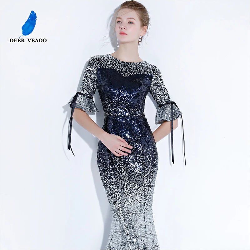 Женское вечернее платье-Русалка DEERVEADO длинное платье с блестками модель YS430 |