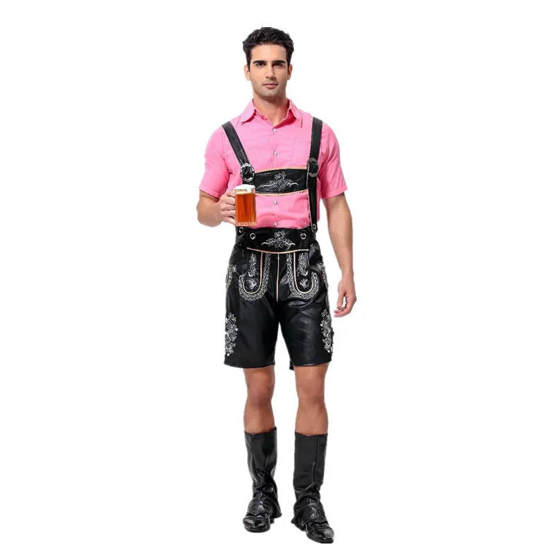 Роскошный мужской кожаный костюм Lederhosen для Октоберфеста пивной наряд на