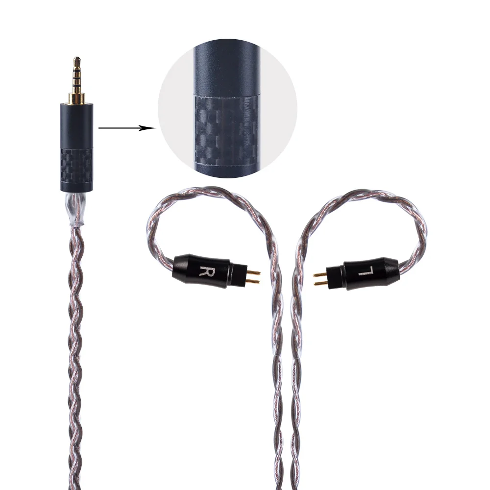 2PIN 2.5 UPOCC NEOTECH 26AWG 7N один кристалл медный кабель 2,5/3,5/4,4 мм сбалансированный кабель с MMCX/2PIN разъем для ZS10 AS10 T2 T3 - Цвет: 2PIN 2.5