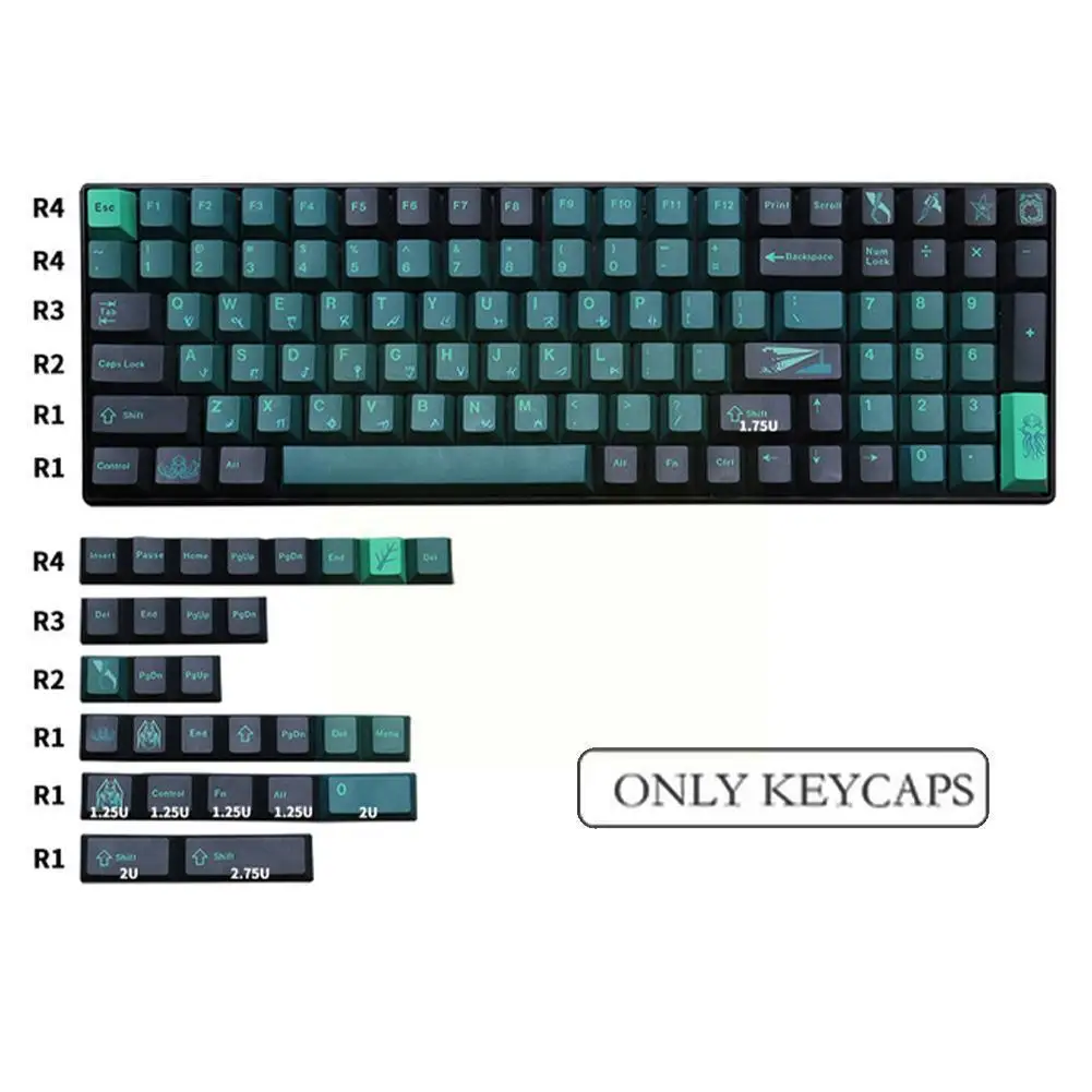 

Высококачественные колпачки для клавиш PBT 129, колпачки для клавиш CHERRY Profile Dye-Sub для механической клавиатуры MX Switch H9X7