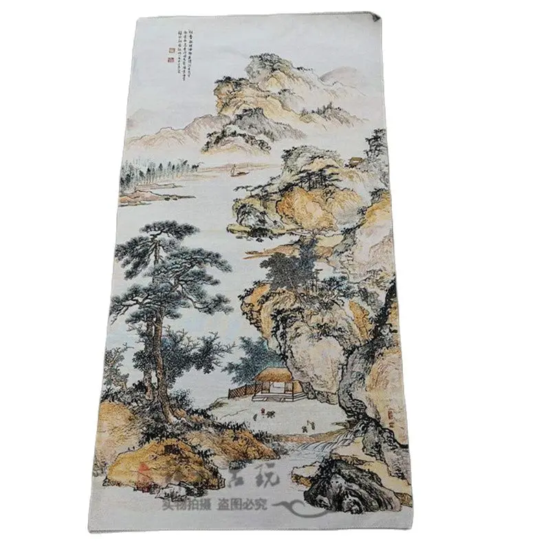 Фото Вышивка под старину картина из парчи для гостиной спальни пейзажная китайская