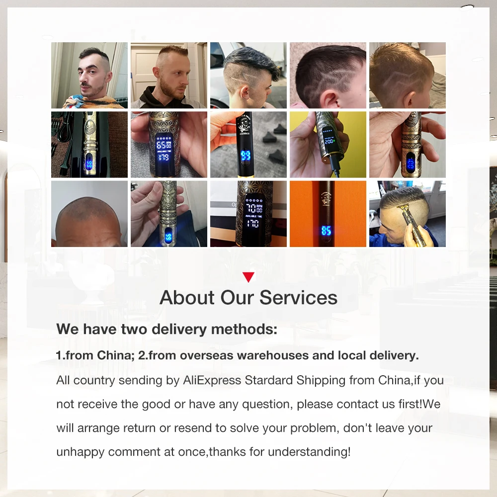 

Electric Hair Cutting Machine LCD Rechargeable Hair Trimmer For Men Barber Metal Hair Clipper Professional Cordless Skeleton 0mm