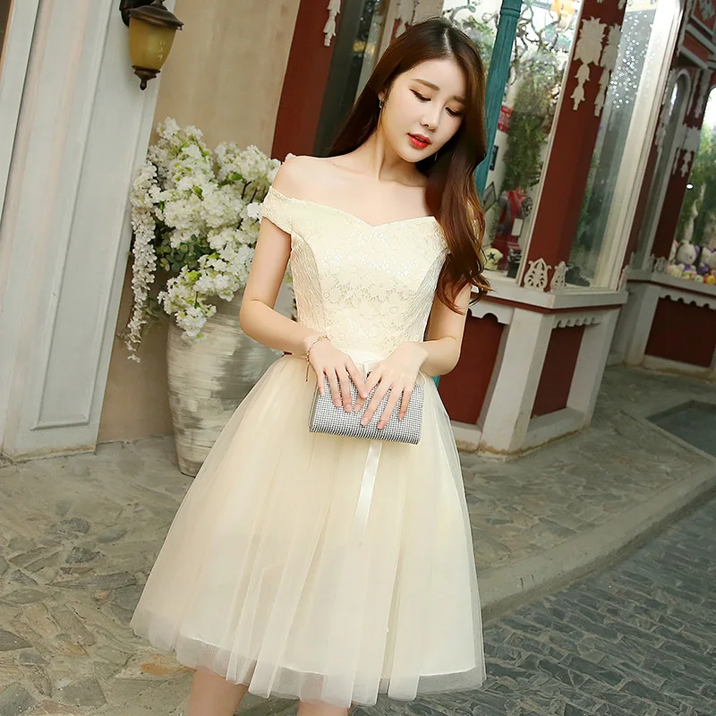 Плюс размер короткое платье подружки невесты элегантное Тюлевое плюс для гостей