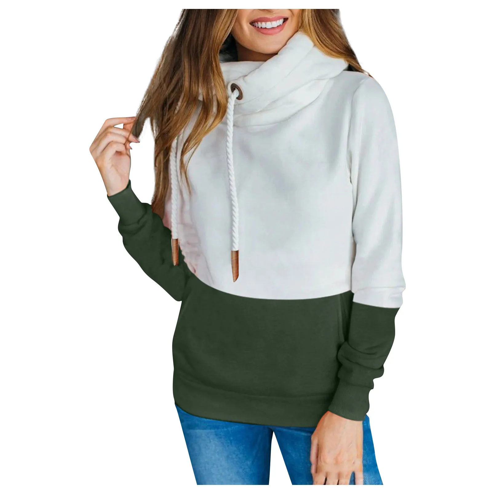 

Patchwork Hooded Sweatshirt Women 2021 Autumn Winter Long Sleeve Hoodies Tops Female Drawstring pullovers Harajuku Aesthetic Top