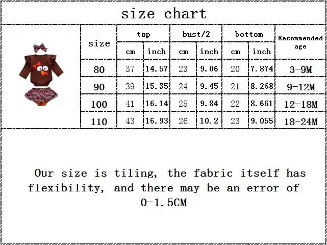 

Thanksgiving kids baby girls autumn long sleeve Turkey print tops bodysuits ruffles bottoms toddler clothing sets 2pcs 3-24M