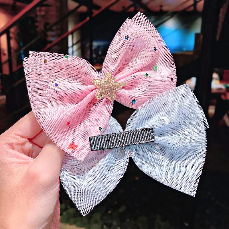 Шпилька для волос из органзы с бантом Детская шпилька сетки головной убор