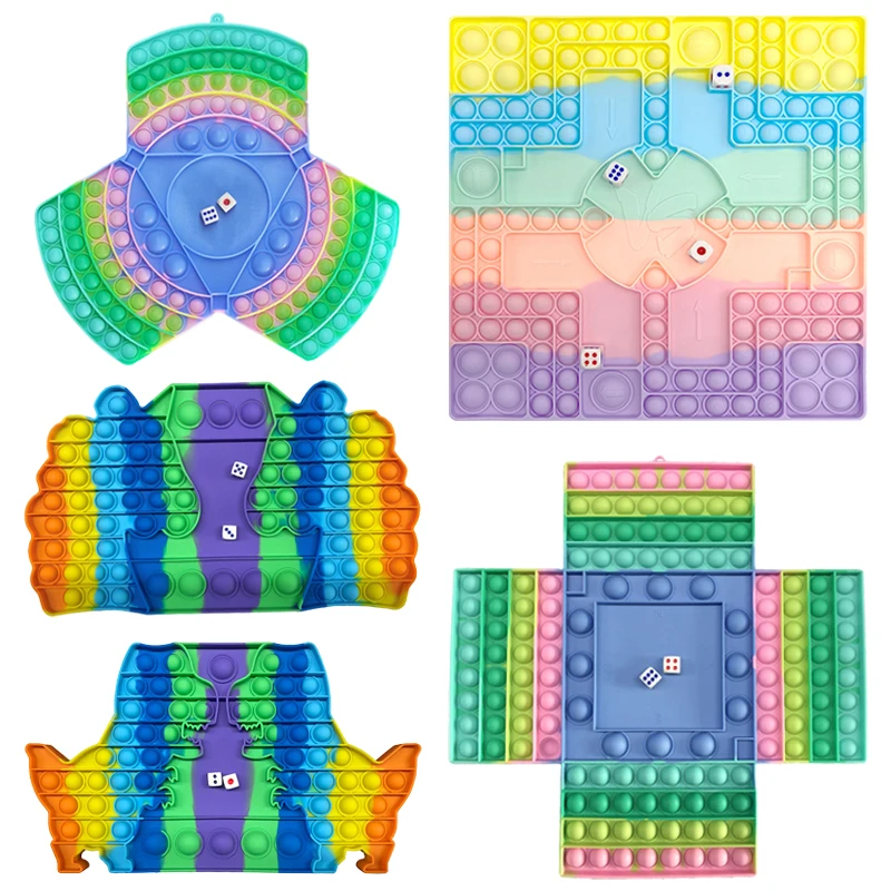 

High Quality Big Size Rainbow Push Press Bubble Chess Fidget Sensory Toys Relief Anti Stress Squishy Interactive Party Game Toy