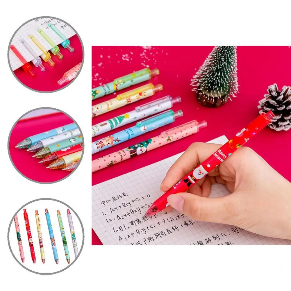 

6Pcs Signature Pen Fashion Christmas Writing Gel Pen Tasteless Long Service Time Writing Pen