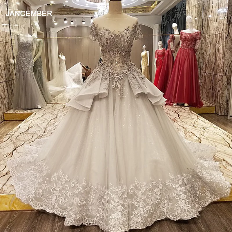 LS73365 роскошный abiti da cerimonia sera зашнуруйте назад короткий рукав бальное платье серые