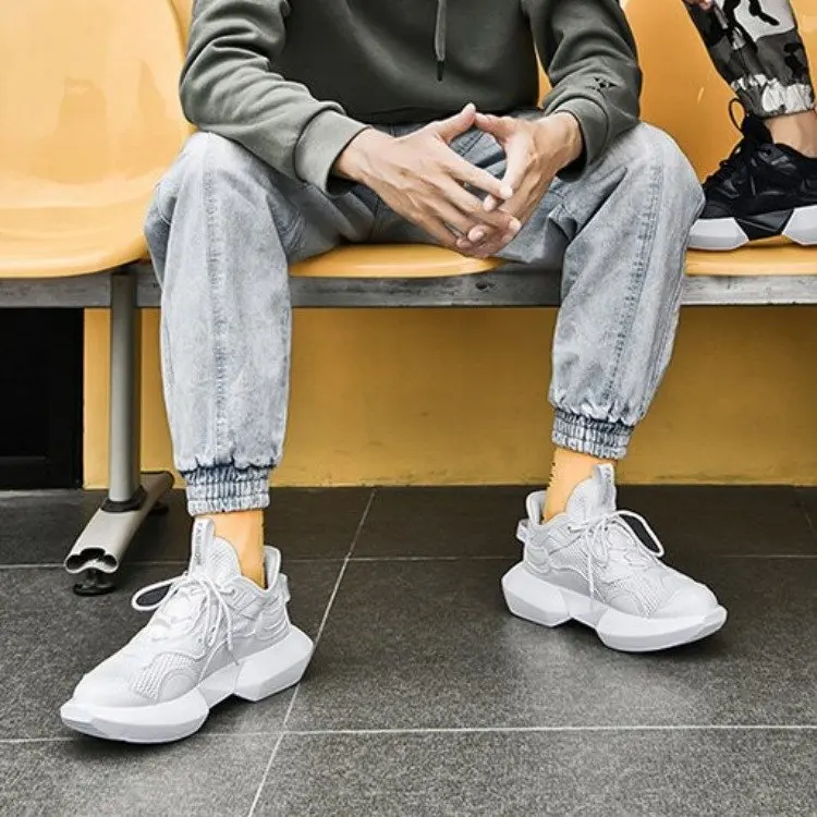 Мужские массивные кроссовки Сезон весна-осень Модные высокие на толстой подошве