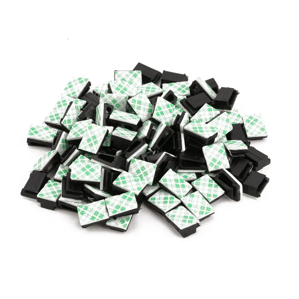 

100pcs/lot Management Desk Wall Cord Clamps Adhesive Car Cable Clips Flat Cable Winder Drop Wire Tie Fixer Organizer Holder