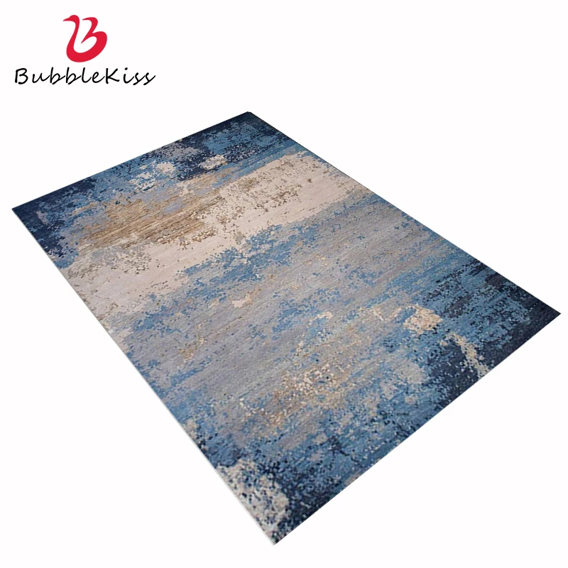 

LOYAlgogo Carpets For Living Room Blue Abstract Art Area Rugs Home Retro Grey Kids Room Soft Non-Slip Floor Mat Bedroom Decor