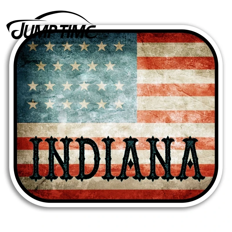 

Jump Time Indiana USA Vinyl Stickers America Flag Travel Sticker Luggage Car Funny Decal Trunk Window Car Covers