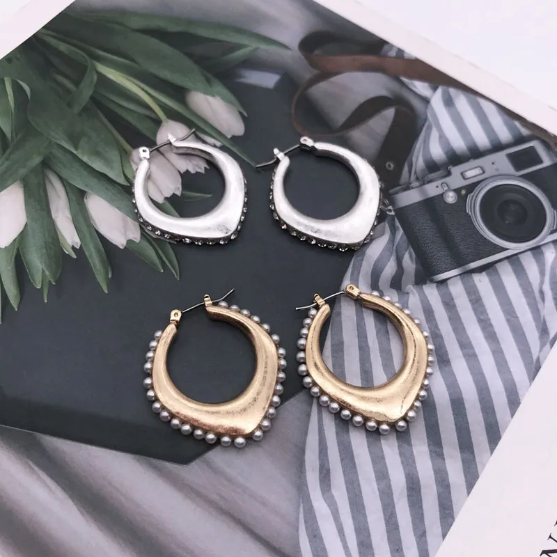 Стразы серьга геометрической формы женский подарок для вечеринки жемчужный