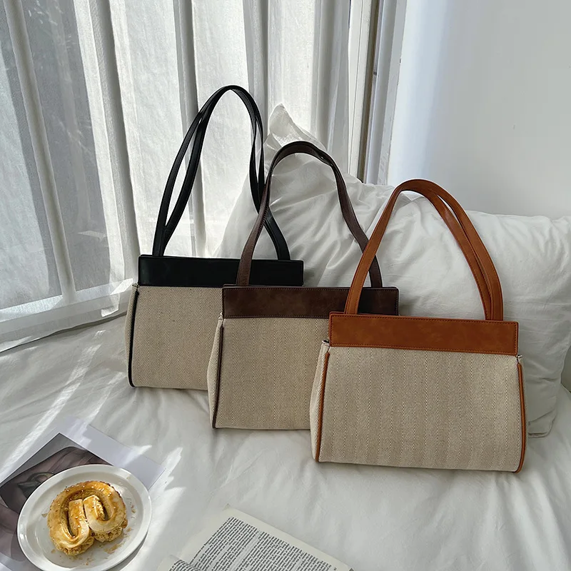 

Handbag large capacity one-shoulder fashion commuter bag canvas stitching tote bag women bolsa feminina bolso mujer шопер