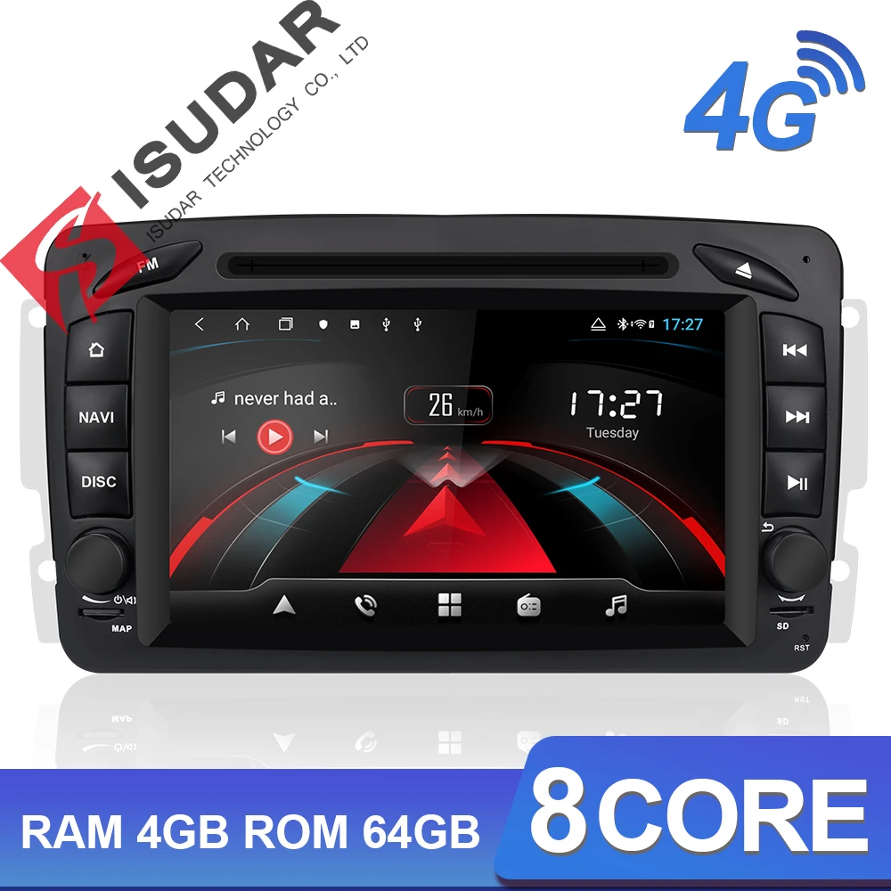Isudar H53 4G Android 2 Din Авто радио для Mercedes/Benz/W209/W203/Viano/W639/Vito автомобильный
