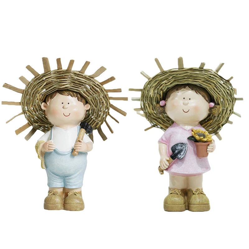 Пасторальная соломенная шляпа детские персонажи украшения из смолы мебель для